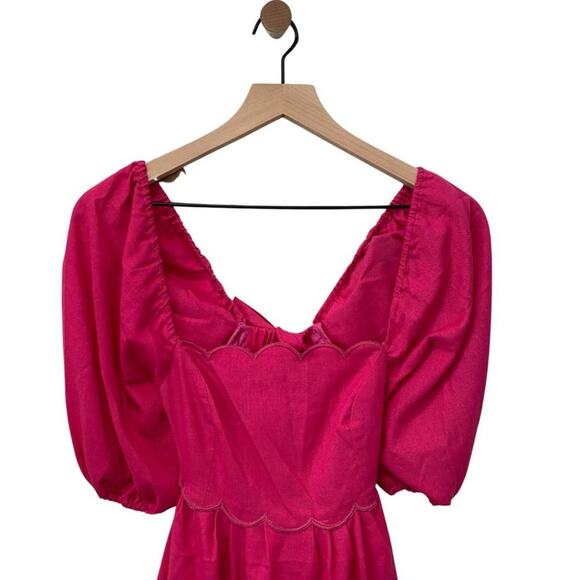 NWT OPT April Scalloped Dress Magenta Medium - Picture 7 of 15